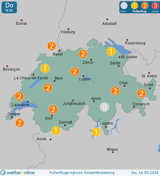 Zürich: Pollenflugvorhersage Ambrosia für Samstag, den 27.04.2024