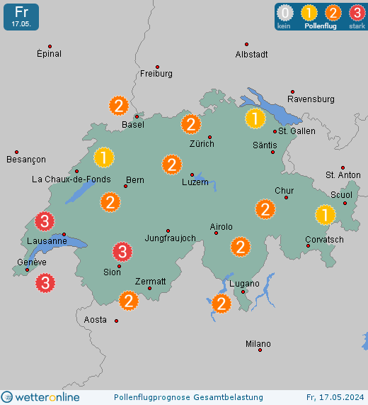 Konstanz: Pollenflugvorhersage Ambrosia für Samstag, den 27.04.2024