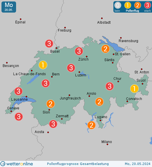 Berner Oberland: Pollenflugvorhersage Ambrosia für Sonntag, den 28.04.2024