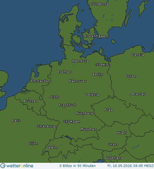 Aktuelle Blitzkarte Mitteleuropa