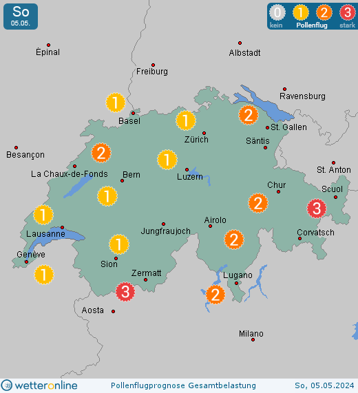 Safenwil: Pollenflugvorhersage Ambrosia für Samstag, den 02.07.2022