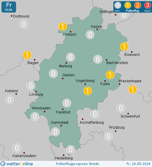 Limburg: Pollenflugvorhersage Weide für Donnerstag, den 28.03.2024