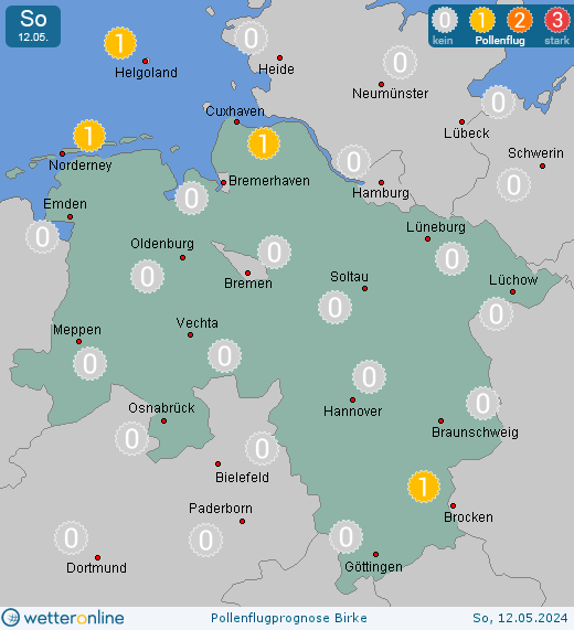 Lüchow: Pollenflugvorhersage Birke für Donnerstag, den 18.04.2024