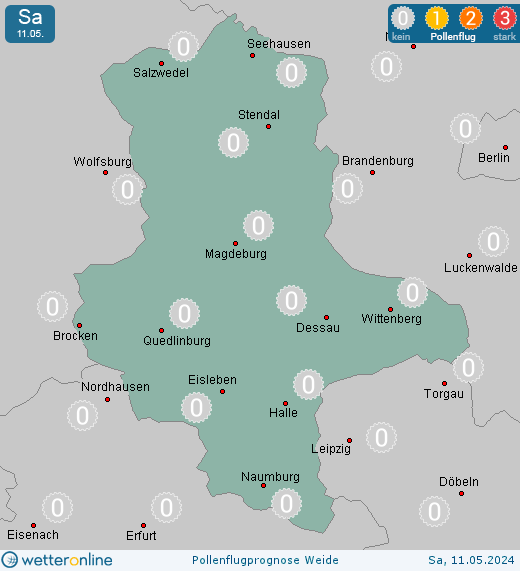 Naumburg: Pollenflugvorhersage Weide für Donnerstag, den 18.04.2024