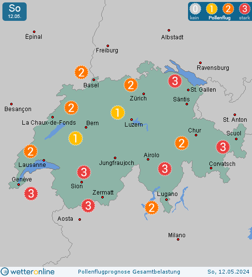 Schlatt-Haslen: Pollenflugvorhersage Ambrosia für Freitag, den 19.04.2024