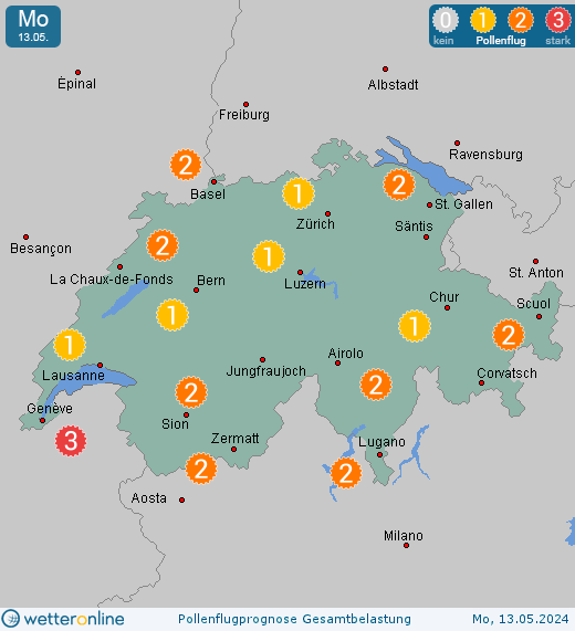 Safenwil: Pollenflugvorhersage Ambrosia für Samstag, den 20.04.2024