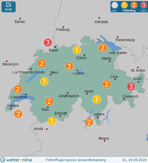 Zollikon Dorf: Pollenflugvorhersage Ambrosia für Donnerstag, den 25.04.2024