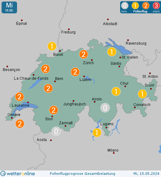 Bern: Pollenflugvorhersage Ambrosia für Freitag, den 26.04.2024