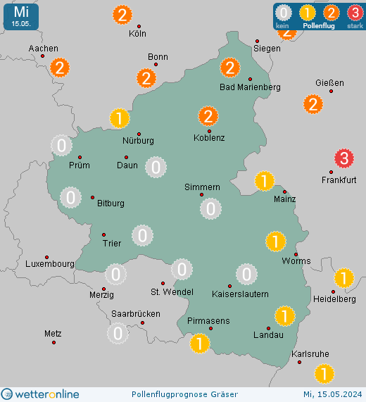 Landau in der Pfalz: Pollenflugvorhersage Gräser für Freitag, den 26.04.2024