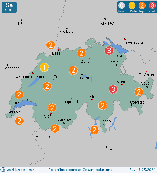 Bern: Pollenflugvorhersage Ambrosia für Samstag, den 27.04.2024