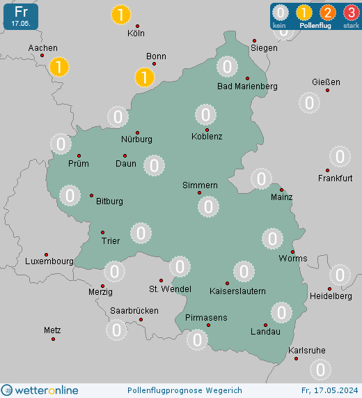 Bitburg: Pollenflugvorhersage Wegerich für Samstag, den 27.04.2024