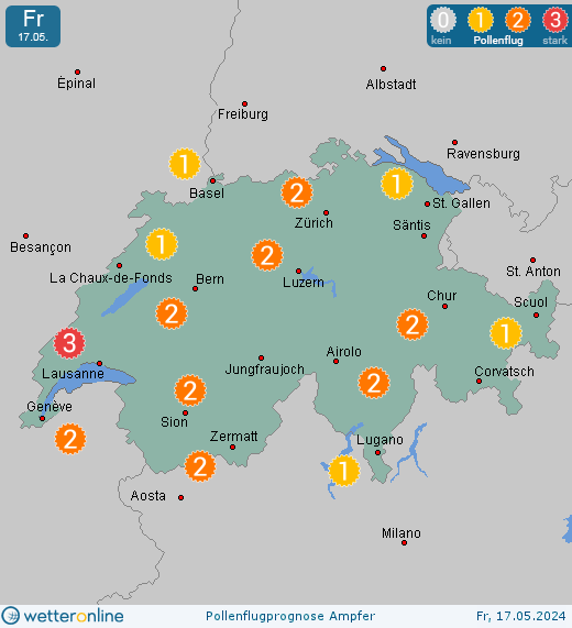 Konstanz: Pollenflugvorhersage Ampfer für Samstag, den 27.04.2024