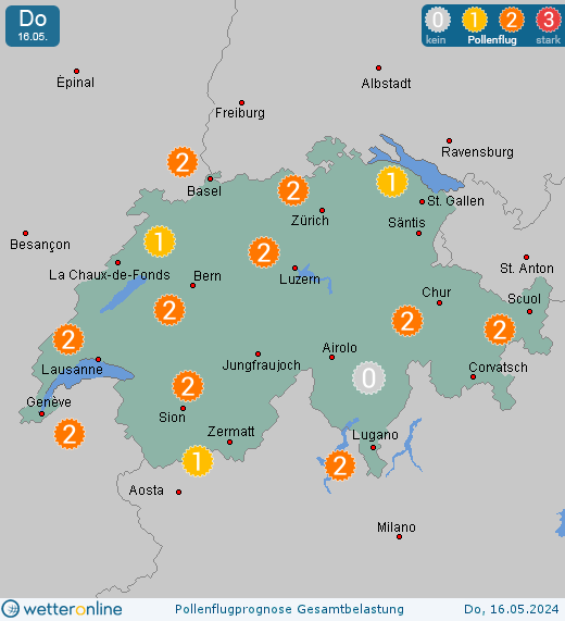 Safenwil: Pollenflugvorhersage Ambrosia für Samstag, den 27.04.2024