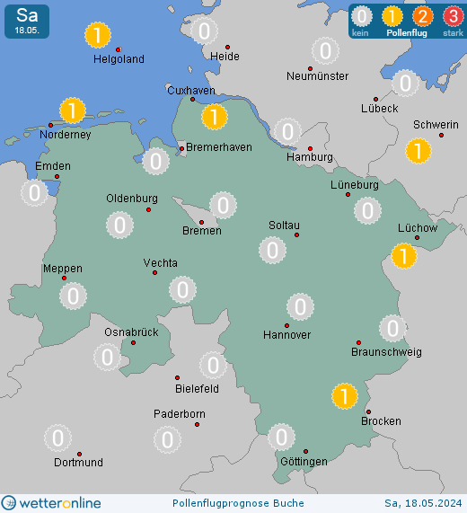 Isernhagen: Pollenflugvorhersage Buche für Samstag, den 27.04.2024