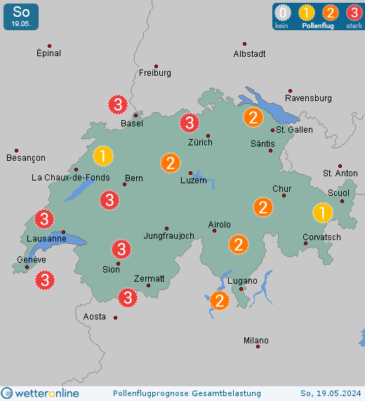 Grindelwald: Pollenflugvorhersage Ambrosia für Sonntag, den 28.04.2024