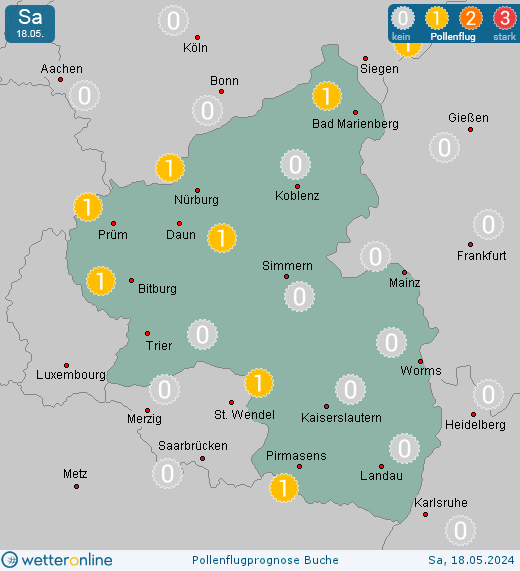 Bad Kreuznach: Pollenflugvorhersage Buche für Sonntag, den 28.04.2024