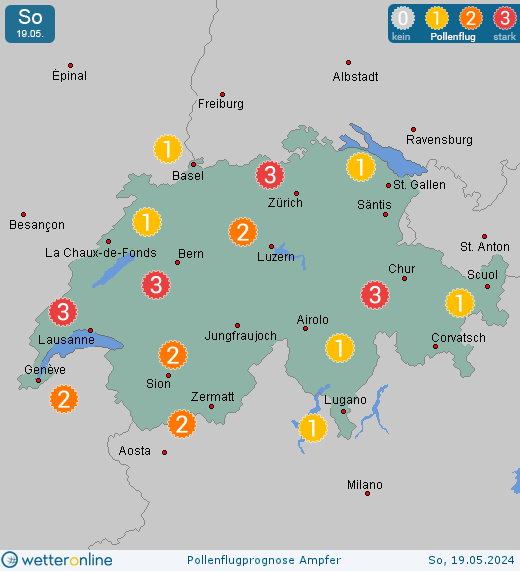 Mühlethal: Pollenflugvorhersage Ampfer für Sonntag, den 28.04.2024