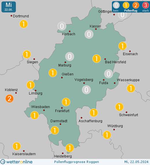 Fuldatal: Pollenflugvorhersage Roggen für Montag, den 29.04.2024