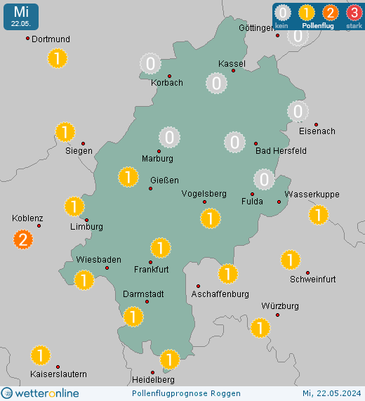 Grünhof: Pollenflugvorhersage Roggen für Montag, den 29.04.2024
