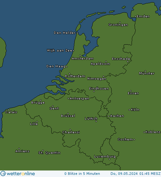 Aktuelle Blitzkarte Benelux-Staaten