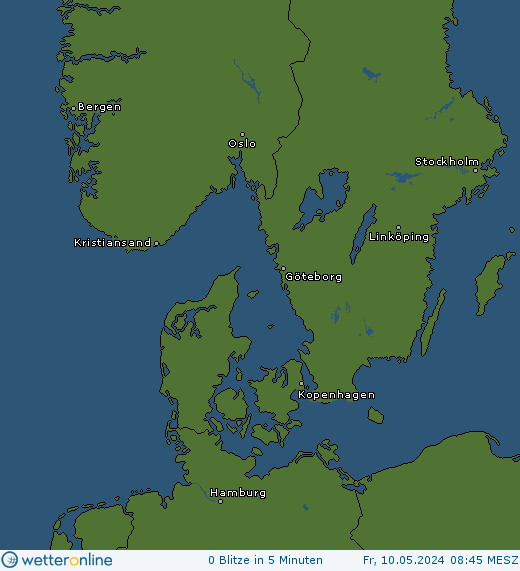 Aktuelle Blitzkarte Südskandinavien