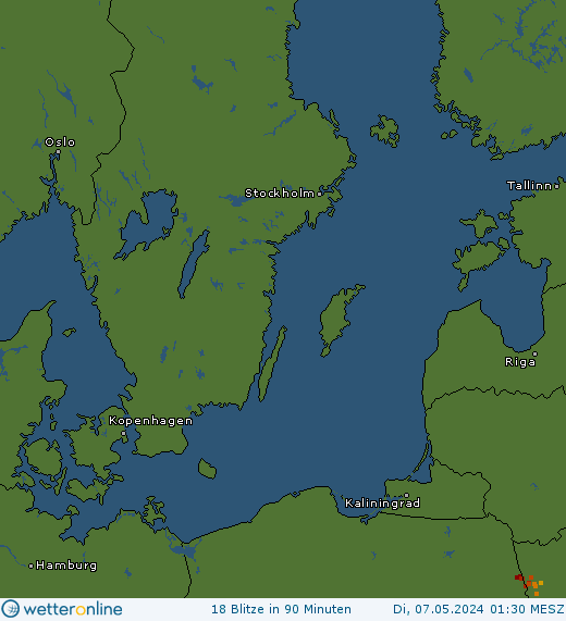 Aktuelle Blitzkarte Baltikum und Ostsee